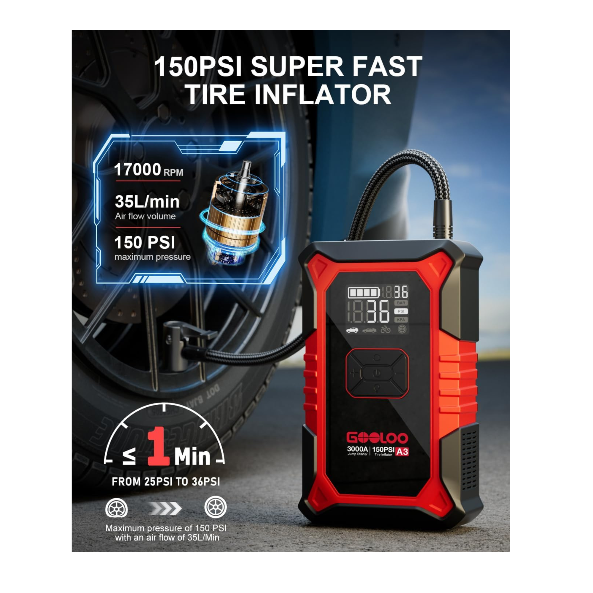 GOOLOO A3 Jump Starter 3000A