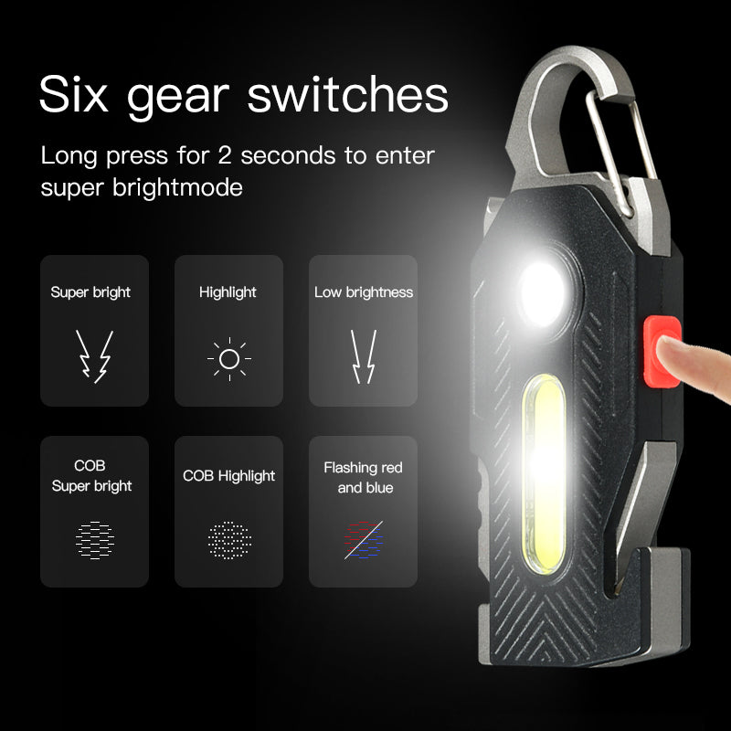 NEXORA™ Rechargeable COB Keychain Work Light – Ultra-Bright Emergency & Outdoor Flashlight