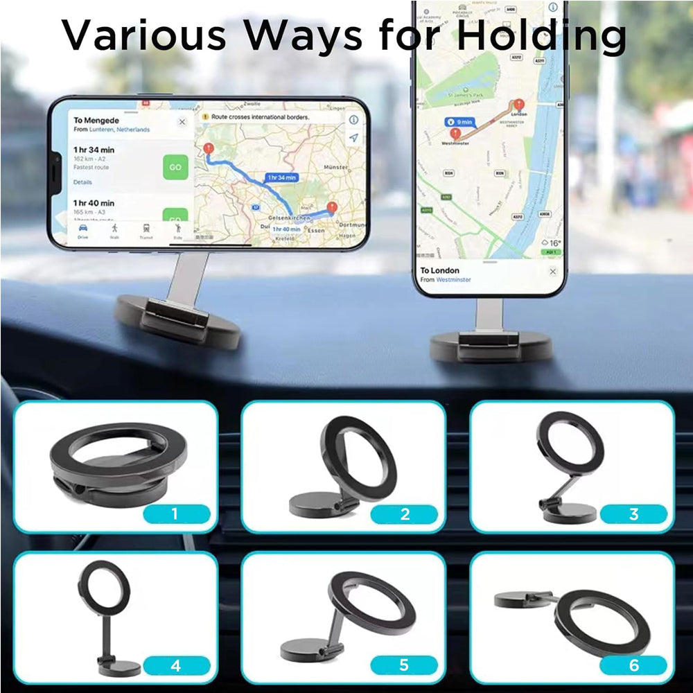MagnoDrive™ Adjustable Magnetic Car Phone Holder, 360° Rotating Dashboard & Vent Mount for Smartphones
