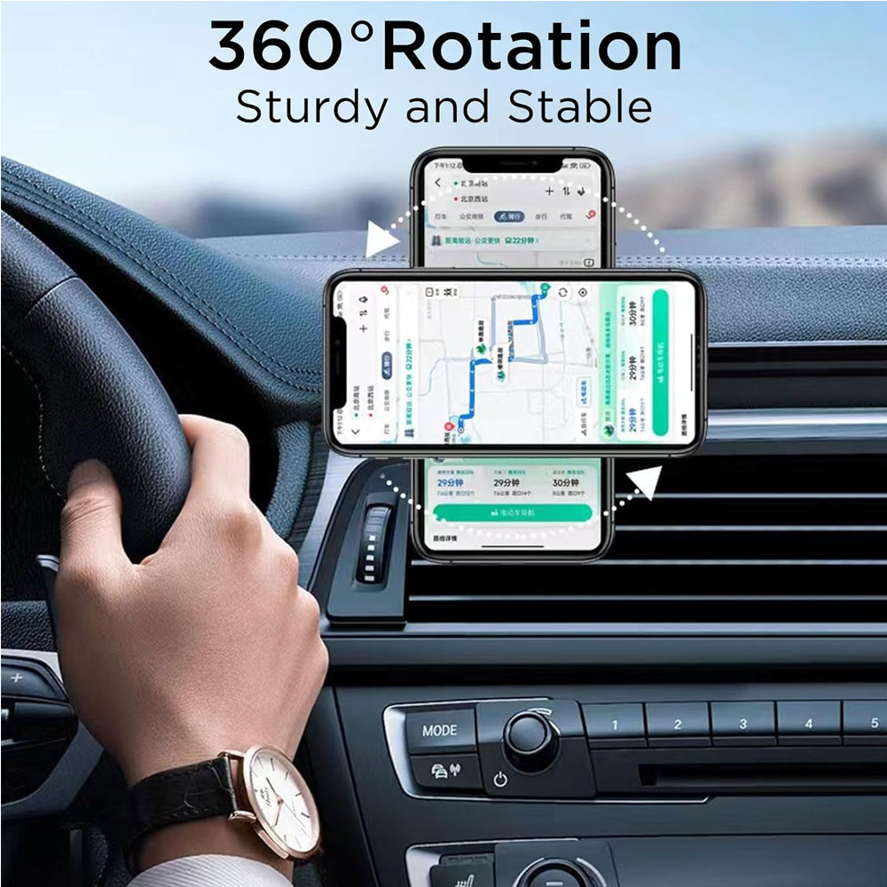 MagnoDrive™ Adjustable Magnetic Car Phone Holder, 360° Rotating Dashboard & Vent Mount for Smartphones
