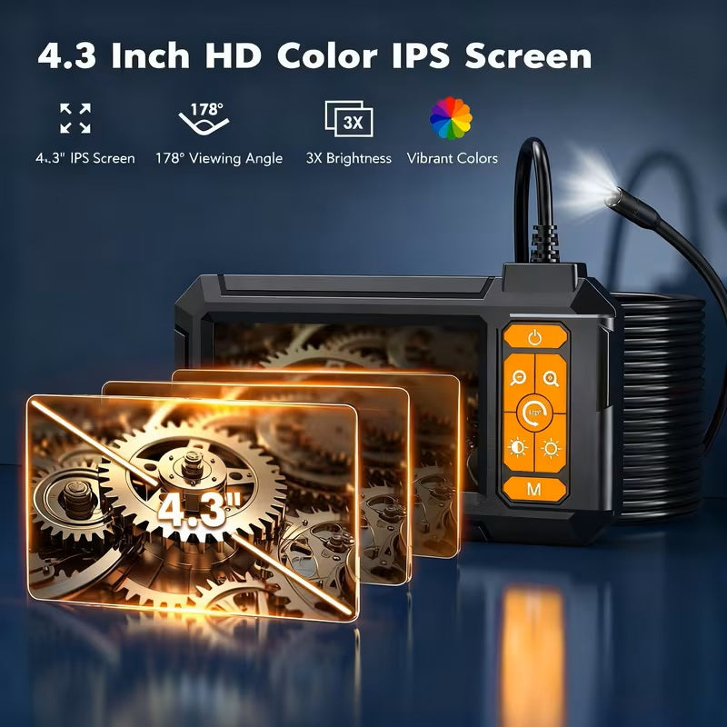4.3-inch Industrial Endoscope 8mm HD Digital Inspection Camera IP67 Waterproof Rating Battery-Powered Ideal For Vehicle Maintenance, Machine Inspection, Blockage Removal, And Medical Equipment