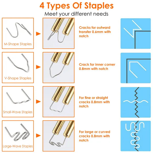 70W Plastic Welder Car Bumper Repair Kit Hot Stapler Welding Gun Plastic Repair Machine Soldering Tool With 200 Staples Pliers Cutter