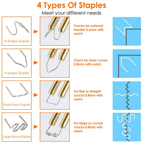 70W Plastic Welder Car Bumper Repair Kit Hot Stapler Welding Gun Plastic Repair Machine Soldering Tool With 200 Staples Pliers Cutter