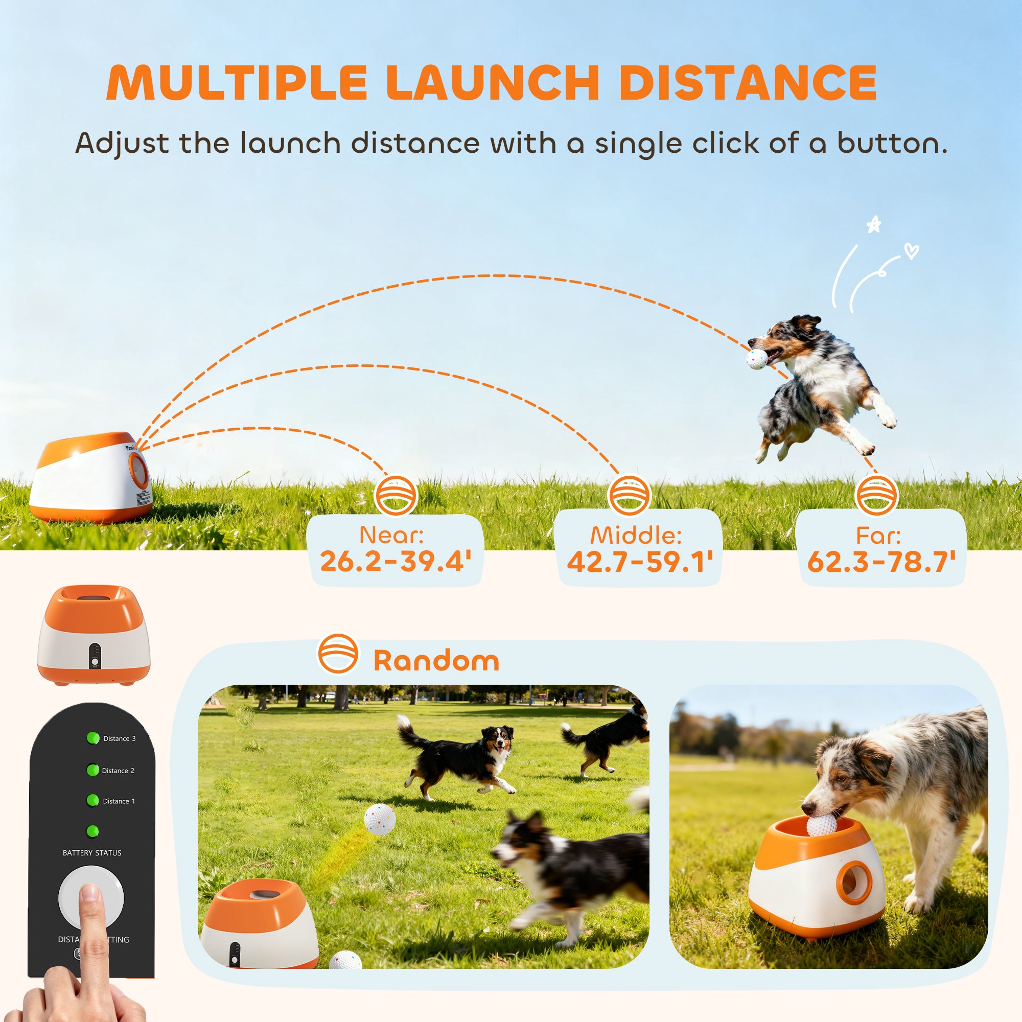 Automatic Dog Ball Launcher With 26-80 FT Distance