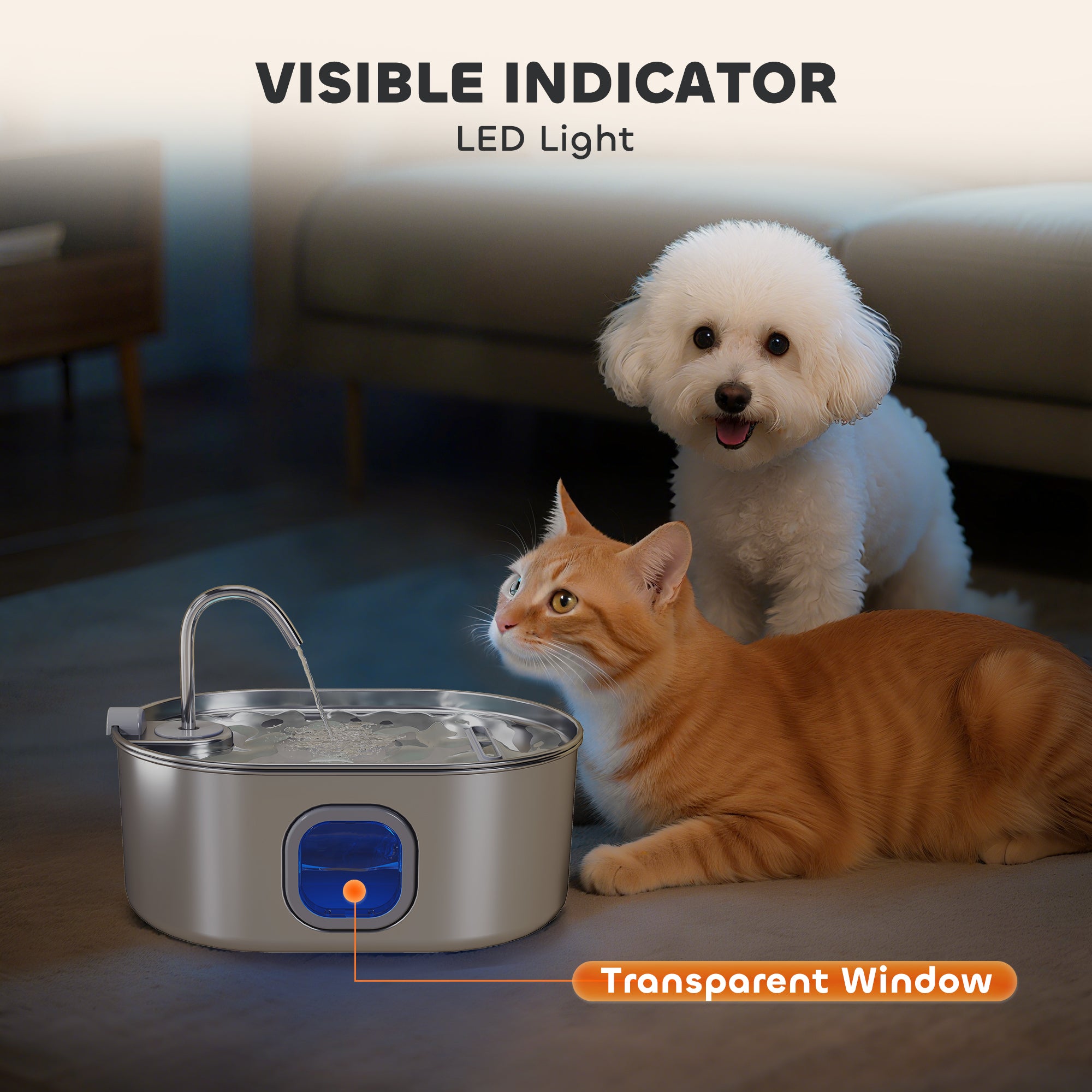 Stainless Steel Cat Water Fountain With Filters 246 Oz./7L