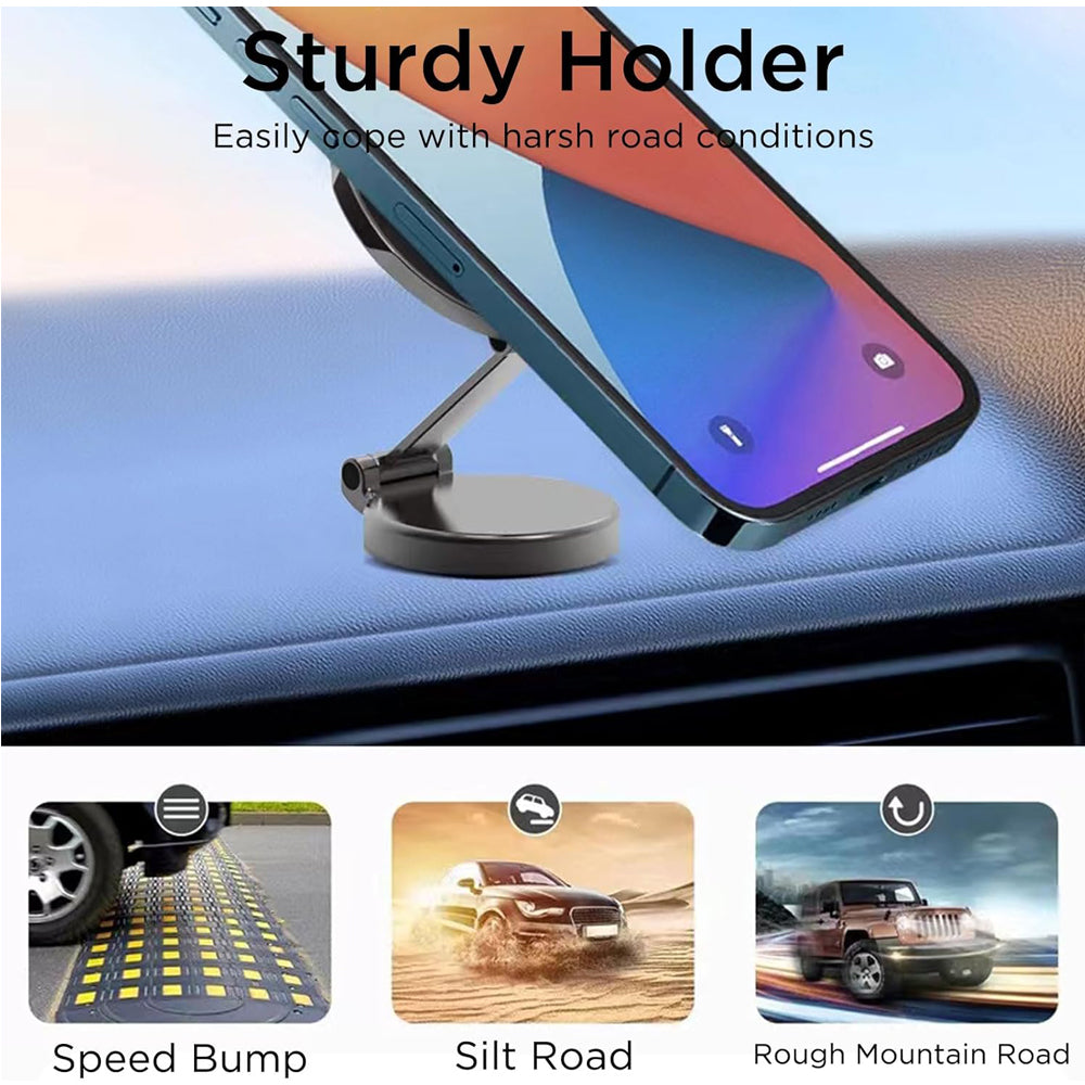 MagnoDrive™ Adjustable Magnetic Car Phone Holder, 360° Rotating Dashboard & Vent Mount for Smartphones