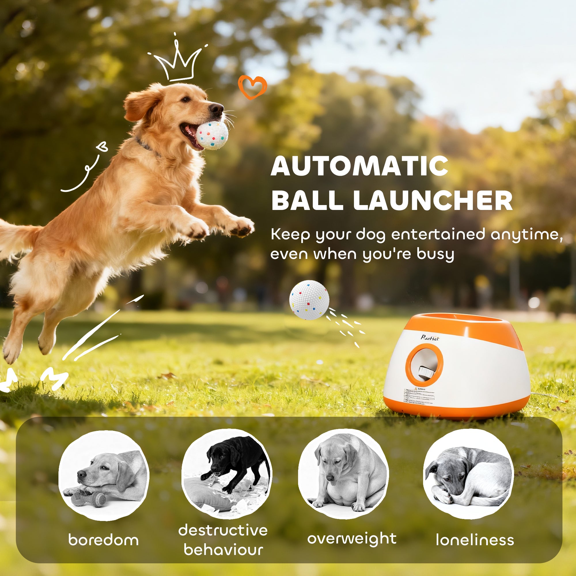 Automatic Dog Ball Launcher With 26-80 FT Distance