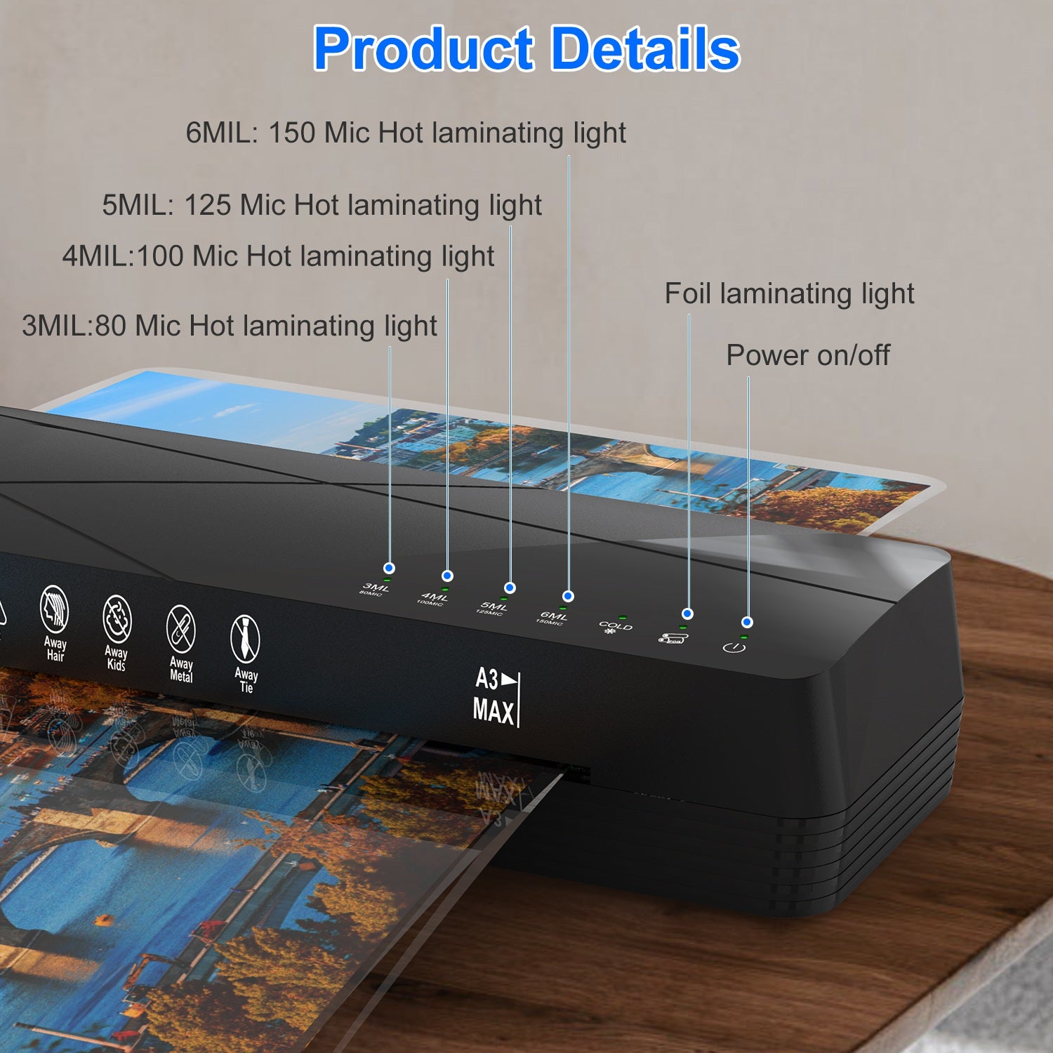 Laminator Machine Hot And Cold Mode A4 Personal Thermal Laminator With ABS 1Pc 13Inch