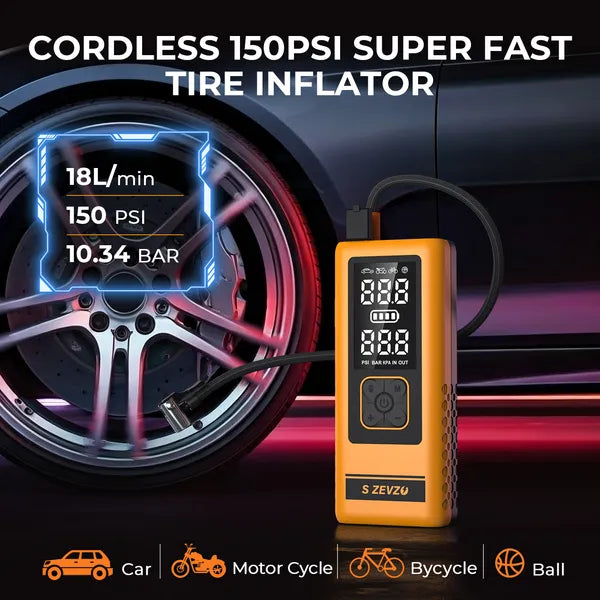 S ZEVZO 2In1 4000A Car Jump Starter With Air Compressor Air Inflator Portable