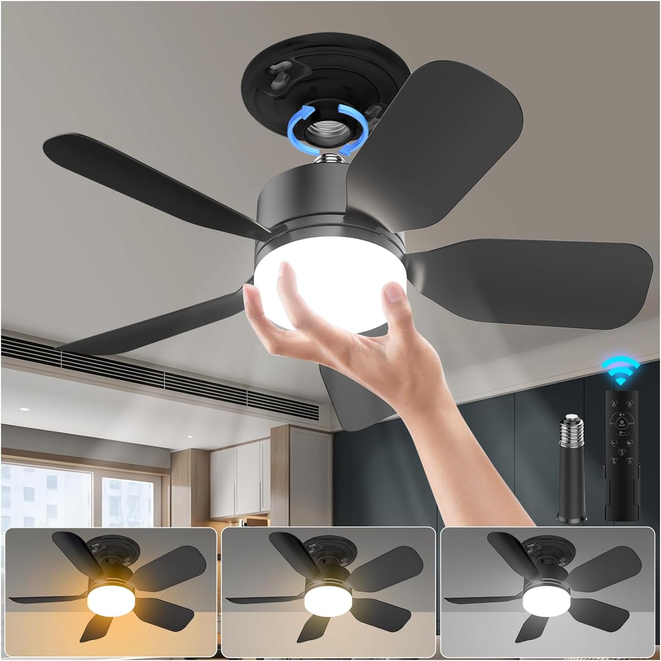 20" E26 Socket Fan Light with Remote