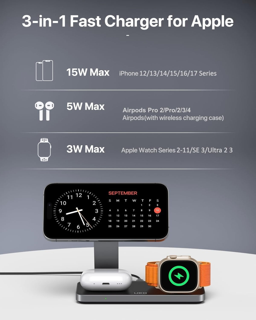 Foldable 3 in 1 Wireless Charging Station for Apple Magsafe Charger