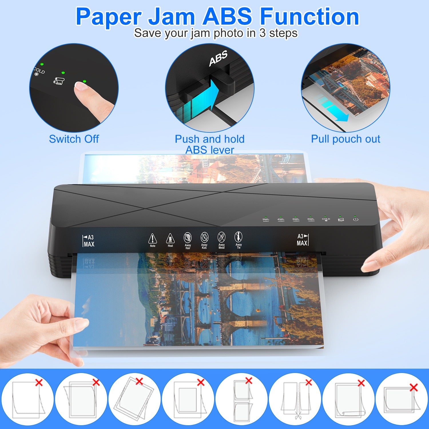 Laminator Machine Hot And Cold Mode A4 Personal Thermal Laminator With ABS 1Pc 13Inch