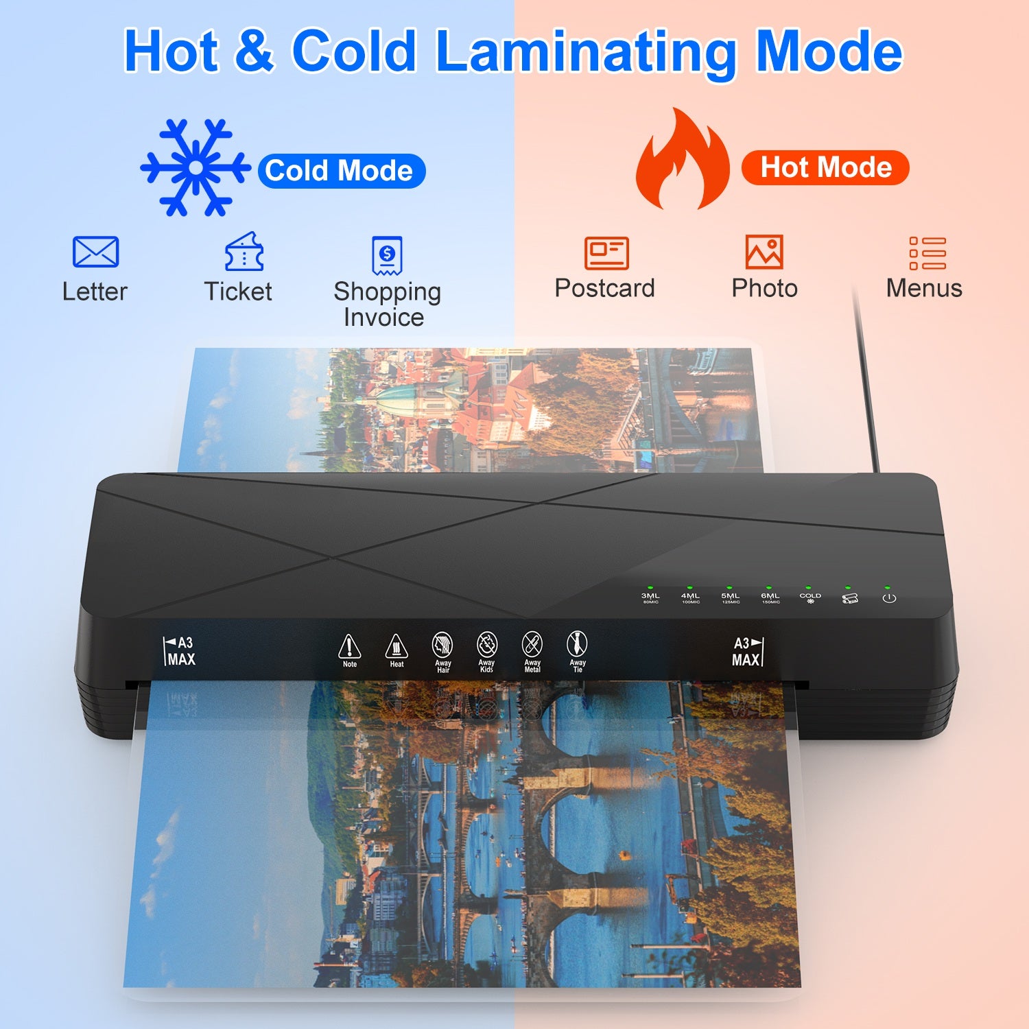 Laminator Machine Hot And Cold Mode A4 Personal Thermal Laminator With ABS 1Pc 13Inch