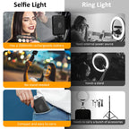 1Pc Rechargeable Selfie Light Fill Light 2000mAh Portable Clip On Light With 3 Light Modes 10 Brightness Levels For Phone Laptop Live Stream Make Up Photography