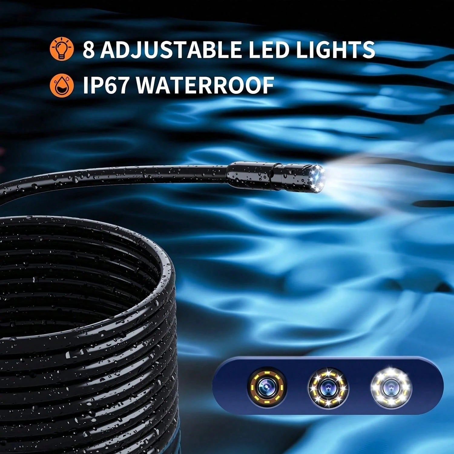 4.3-inch Industrial Endoscope 8mm HD Digital Inspection Camera IP67 Waterproof Rating Battery-Powered Ideal For Vehicle Maintenance, Machine Inspection, Blockage Removal, And Medical Equipment