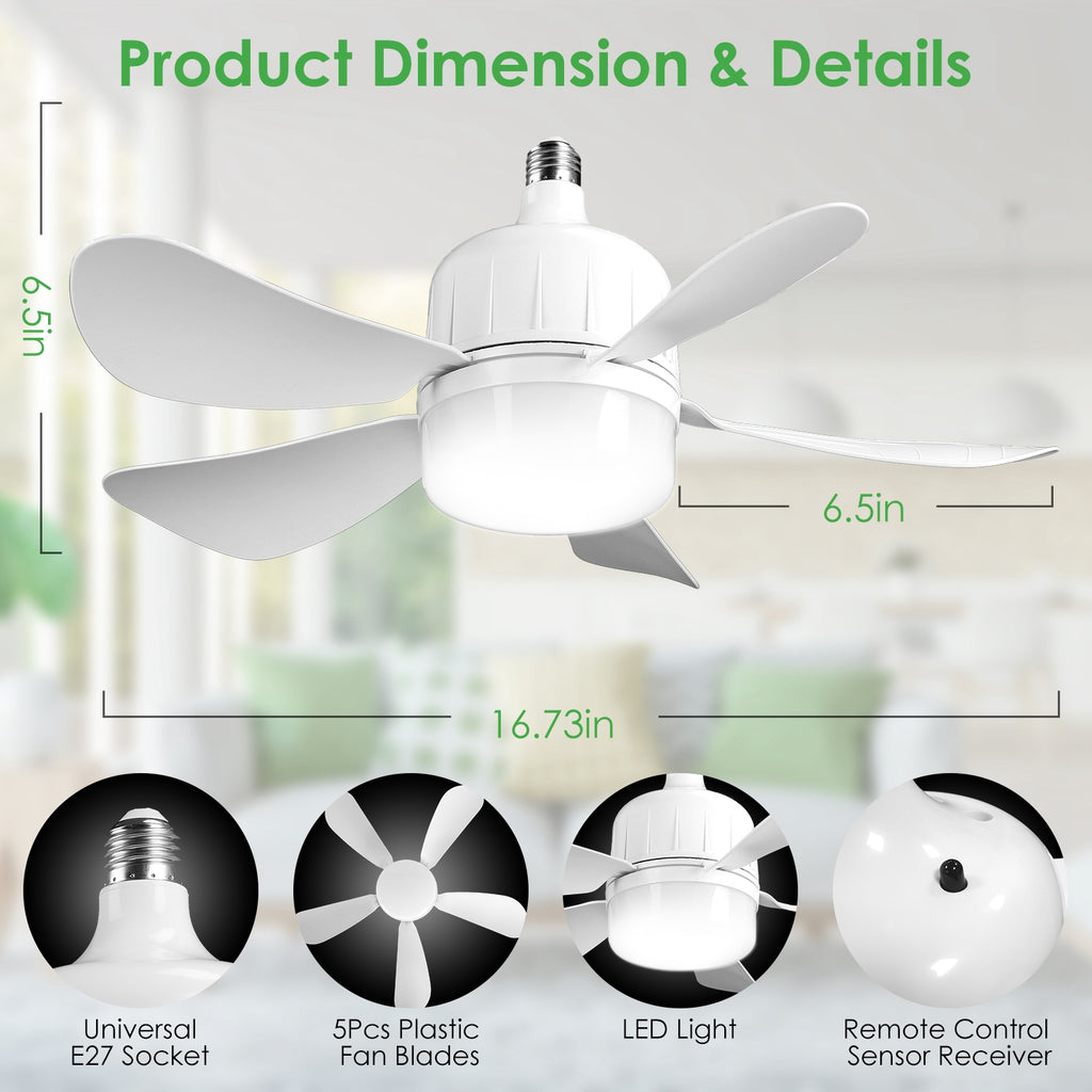 Socket Fan Light 12W  LED Ceiling Fan