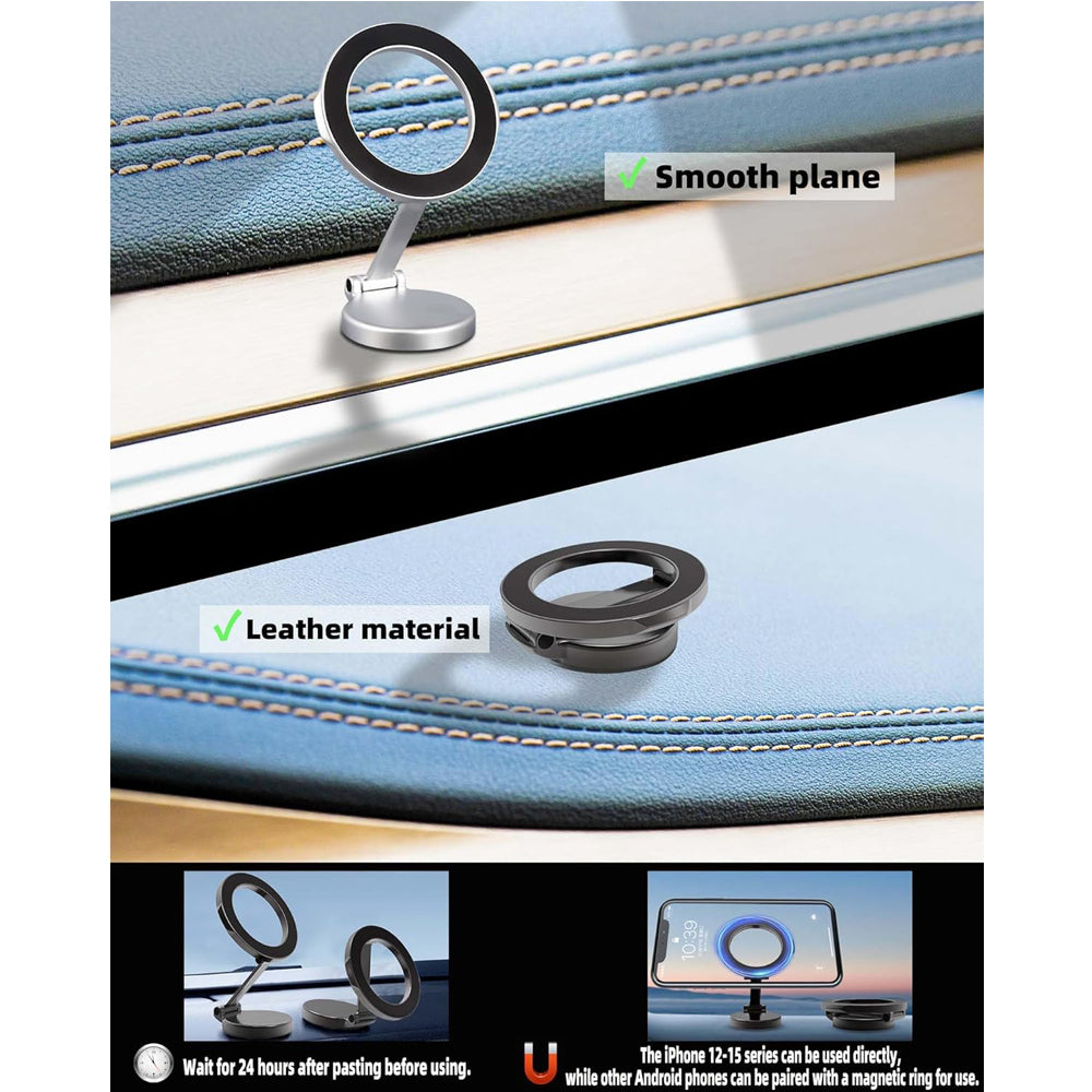 MagnoDrive™ Adjustable Magnetic Car Phone Holder, 360° Rotating Dashboard & Vent Mount for Smartphones