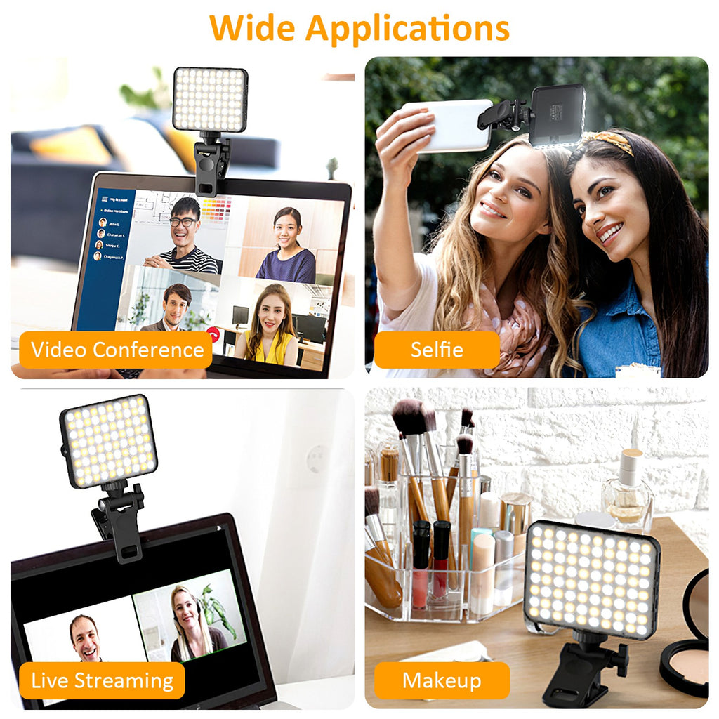 1Pc Rechargeable Selfie Light Fill Light 2000mAh Portable Clip On Light With 3 Light Modes 10 Brightness Levels For Phone Laptop Live Stream Make Up Photography