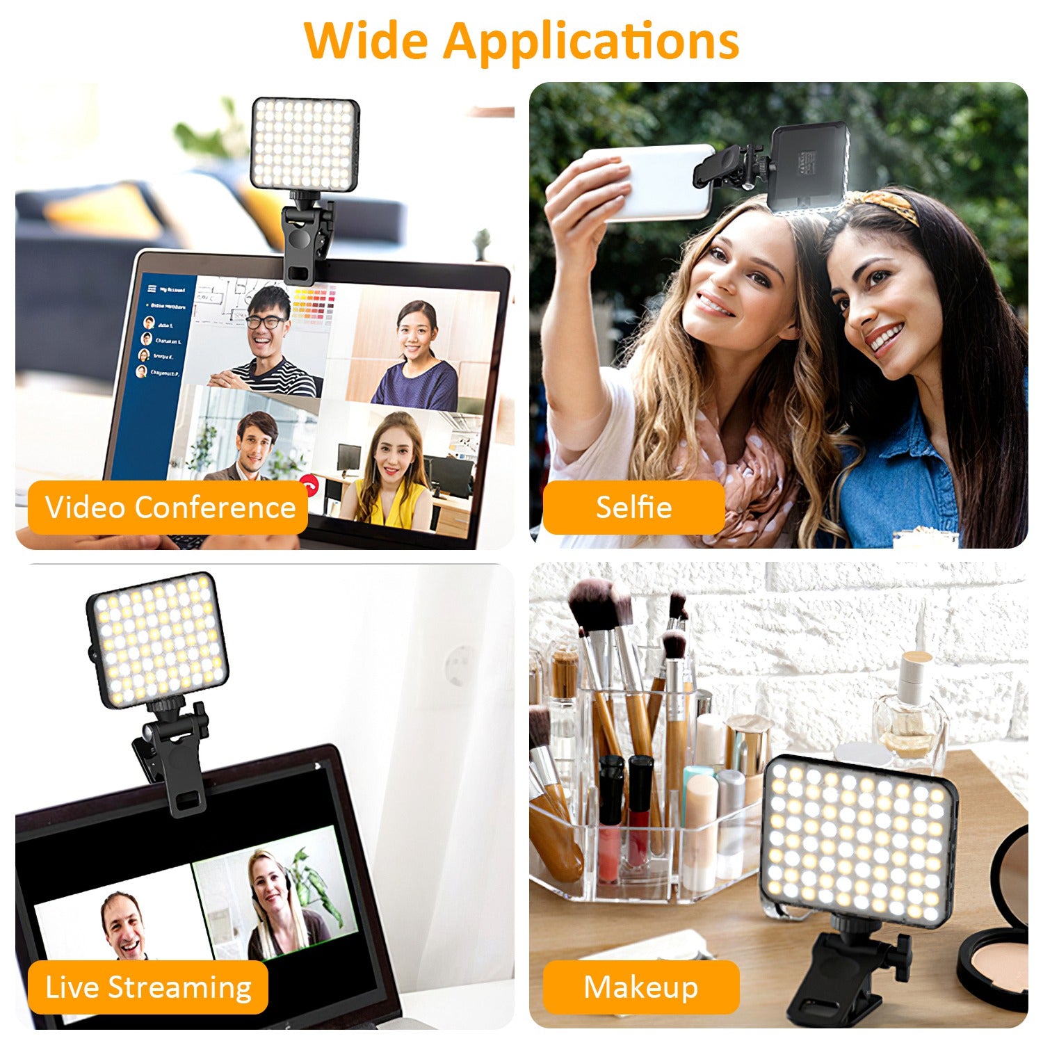 1Pc Rechargeable Selfie Light Fill Light 2000mAh Portable Clip On Light With 3 Light Modes 10 Brightness Levels For Phone Laptop Live Stream Make Up Photography