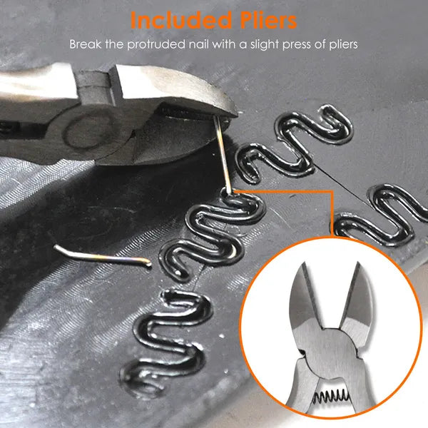 70W Plastic Welder Car Bumper Repair Kit Hot Stapler Welding Gun Plastic Repair Machine Soldering Tool With 200 Staples Pliers Cutter