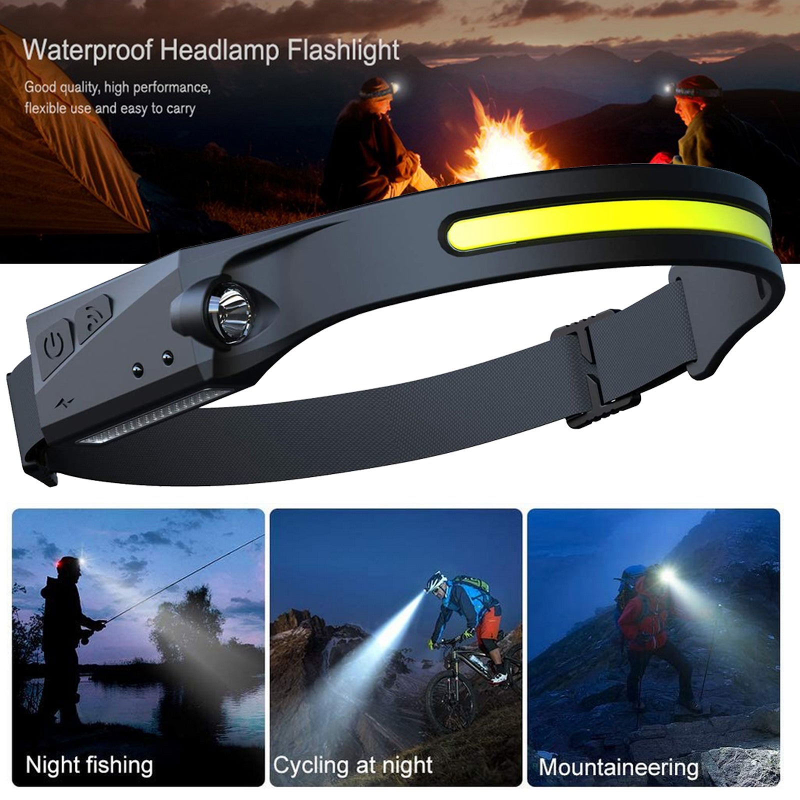 LED Headlamp Flashlight USB Rechargeable Waterproof