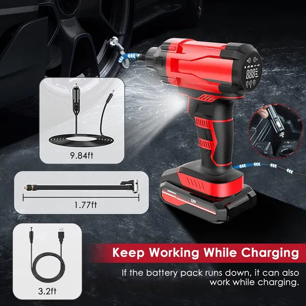 150PSI Cordless Car Tire Pump 6000mAh Rechargeable Tire Inflator 12V Portable Electric Air Compressor With LED Light For Car Bike Motorcycle Ball