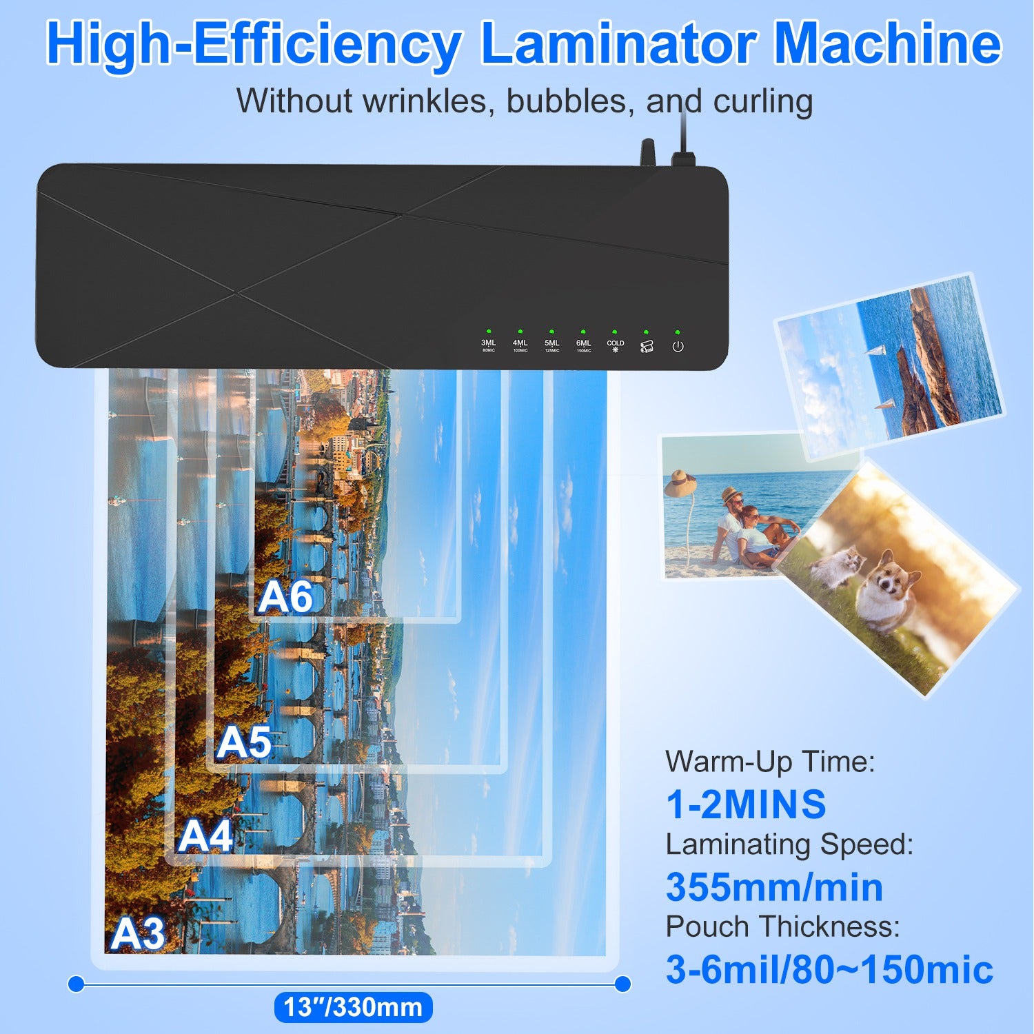 Laminator Machine Hot And Cold Mode A4 Personal Thermal Laminator With ABS 1Pc 13Inch