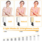 1Pc Rechargeable Selfie Light Fill Light 2000mAh Portable Clip On Light With 3 Light Modes 10 Brightness Levels For Phone Laptop Live Stream Make Up Photography