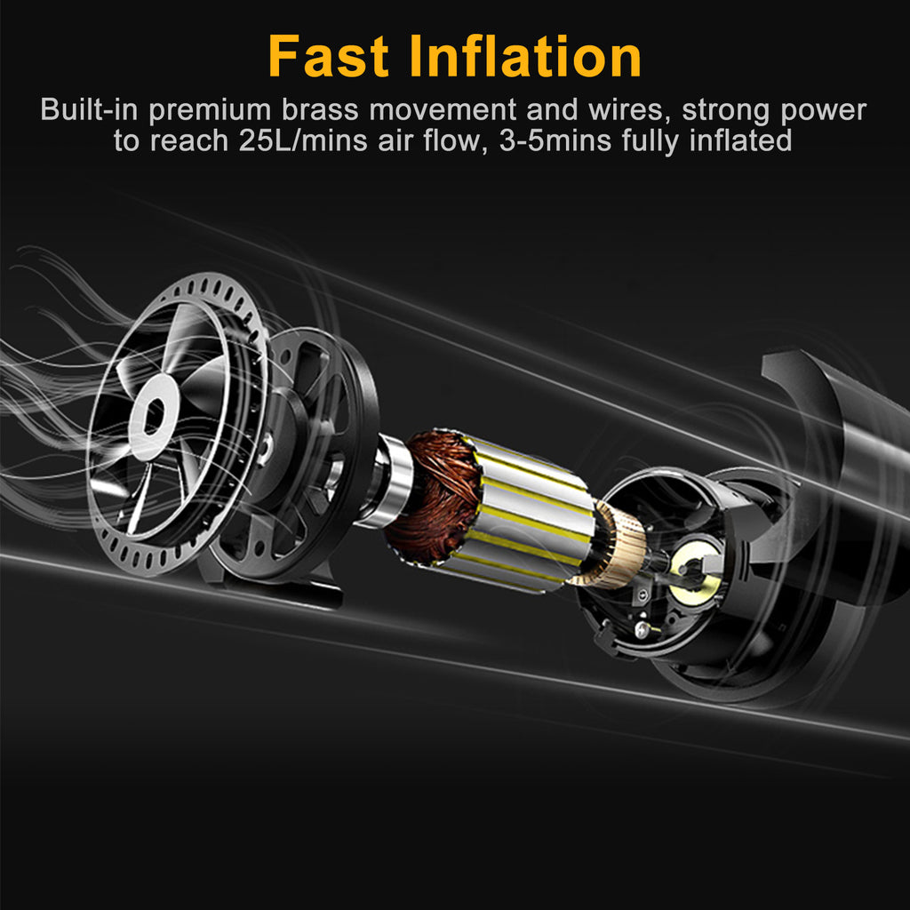 Tire Inflator 12V DC 120W 150PSI With LCD Electric Air Compressor 25L Per Min Large Air Flow